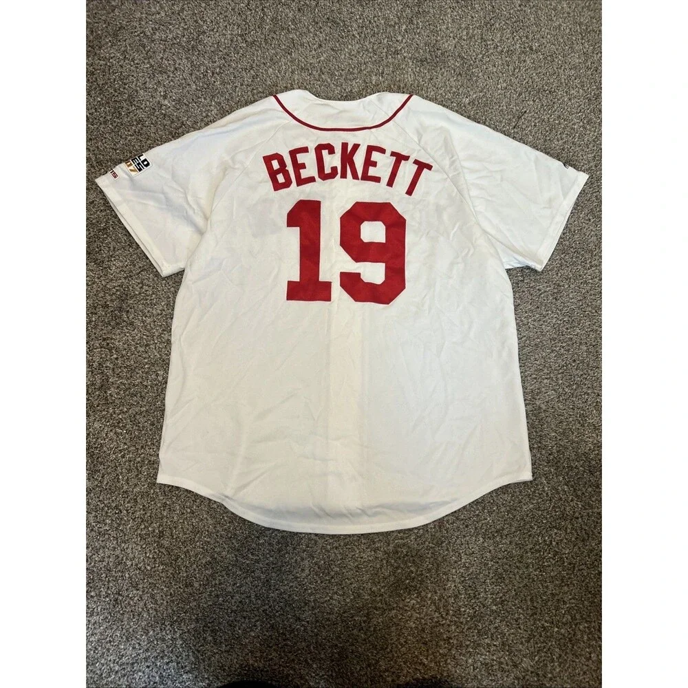 Authentic Boston Red Sox #19 Josh Beckett MLB Jersey 2007 World Series Patch XL